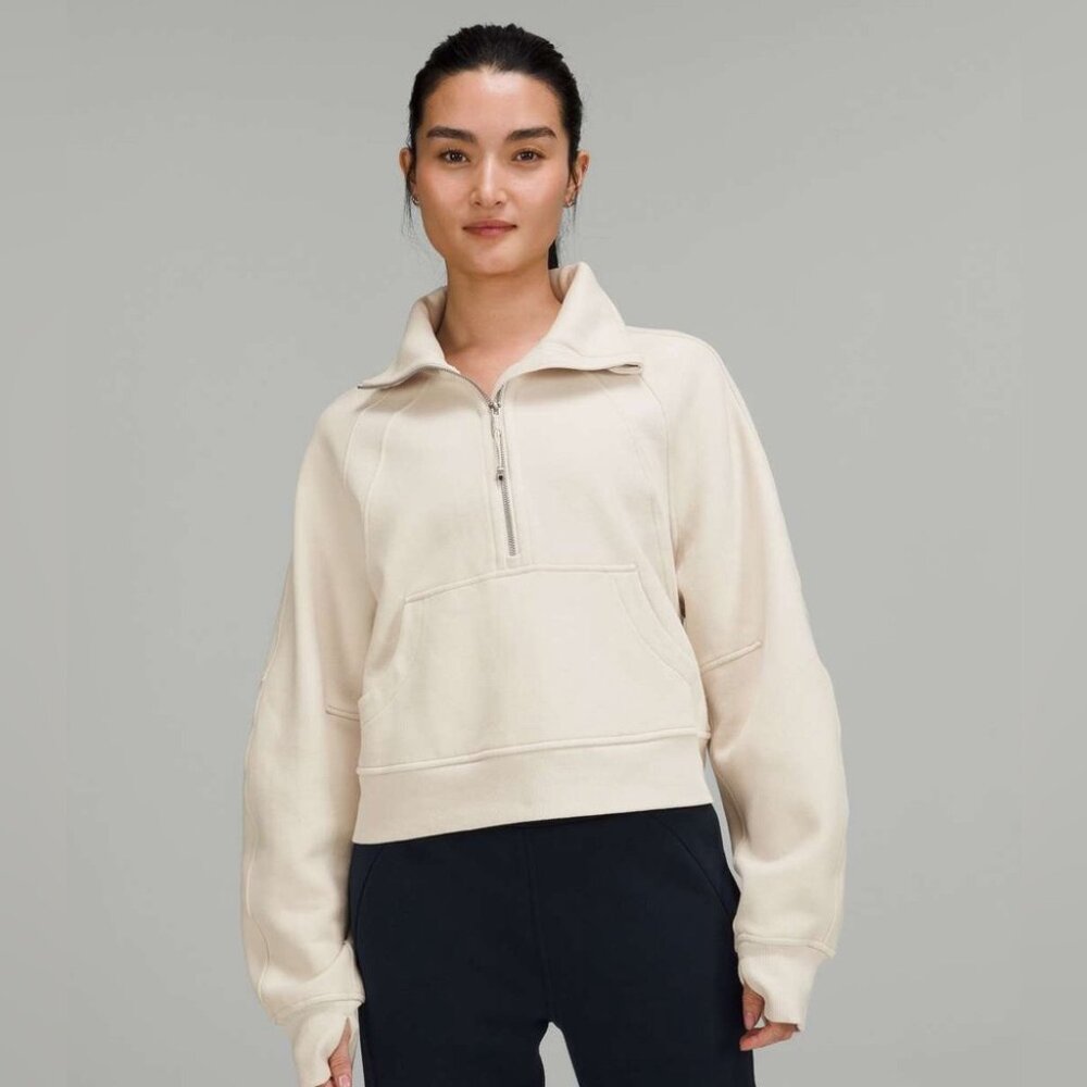 Lululemon Scuba Oversized Funnel Neck Half-Zip White Opal, size M/L